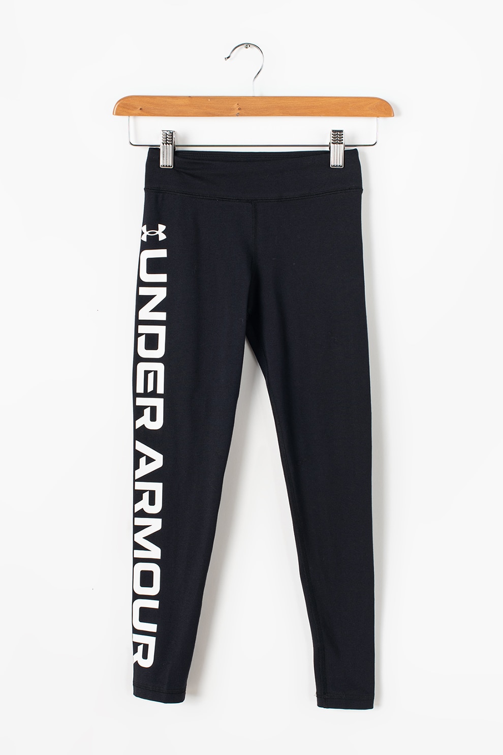 Under Armour, Colanti cu imprimeu logo, pentru fitness Sportstyle, Negru/Alb