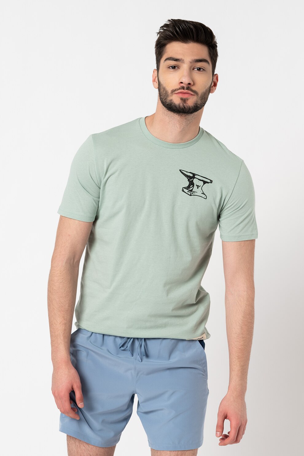 Under Armour, Tricou cu decolteu la baza gatului, pentru fitness Project Rock Wrecking, Verde pal
