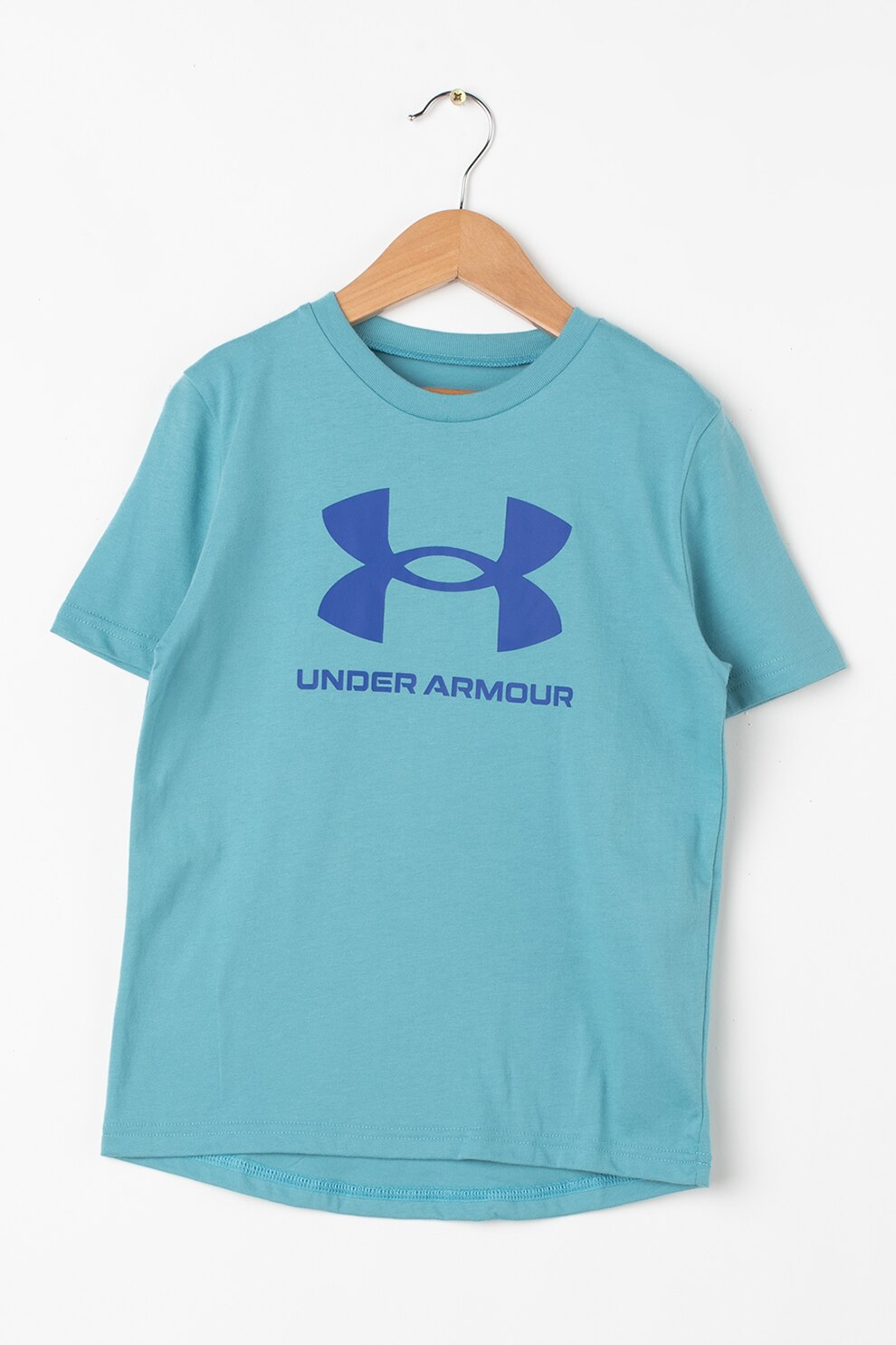 Under Armour, Tricou cu logo pentru antrenament Sportstyle, Albastru pastel