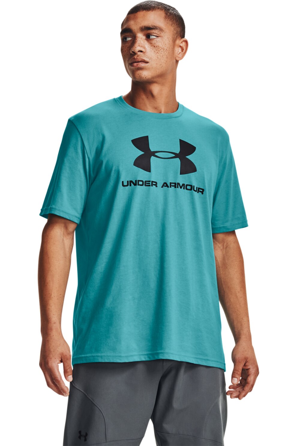 Under Armour, Tricou cu imprimeu, pentru antrenament Sportstyle, Verde menta/Negru
