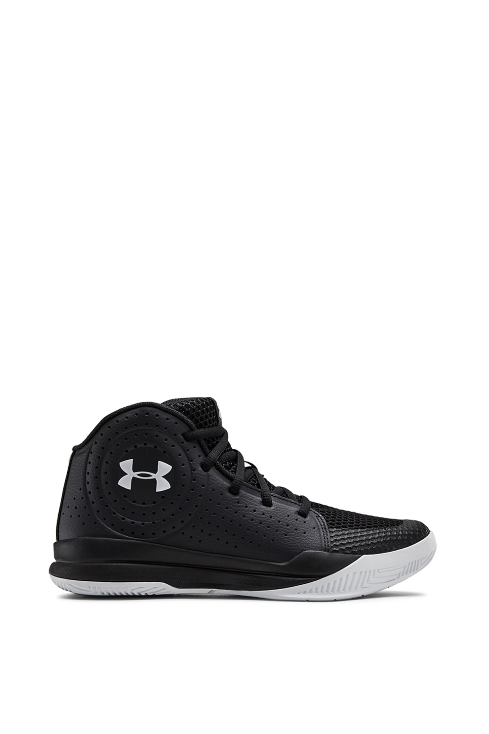 Under Armour, Pantofi unisex de piele cu insertii de plasa, pentru baschet Jet