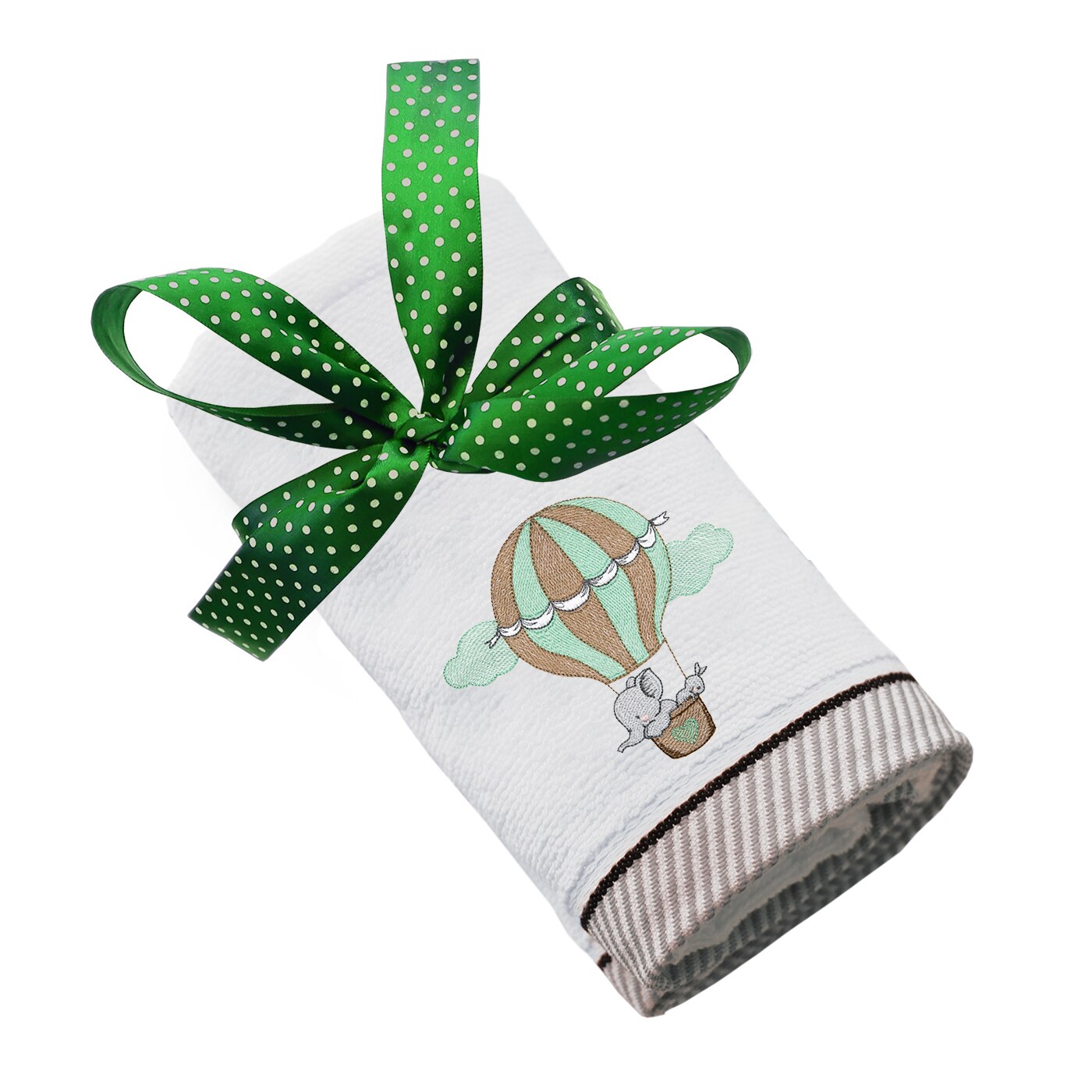 Prosop copii, LWS, bumbac, brodat, model Elefant in balon, alb, 70x140 cm