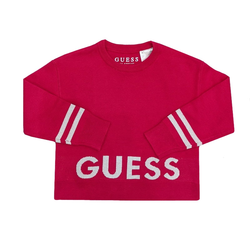 Pulover fete Guess Kids, roz cu logo, 2 ani