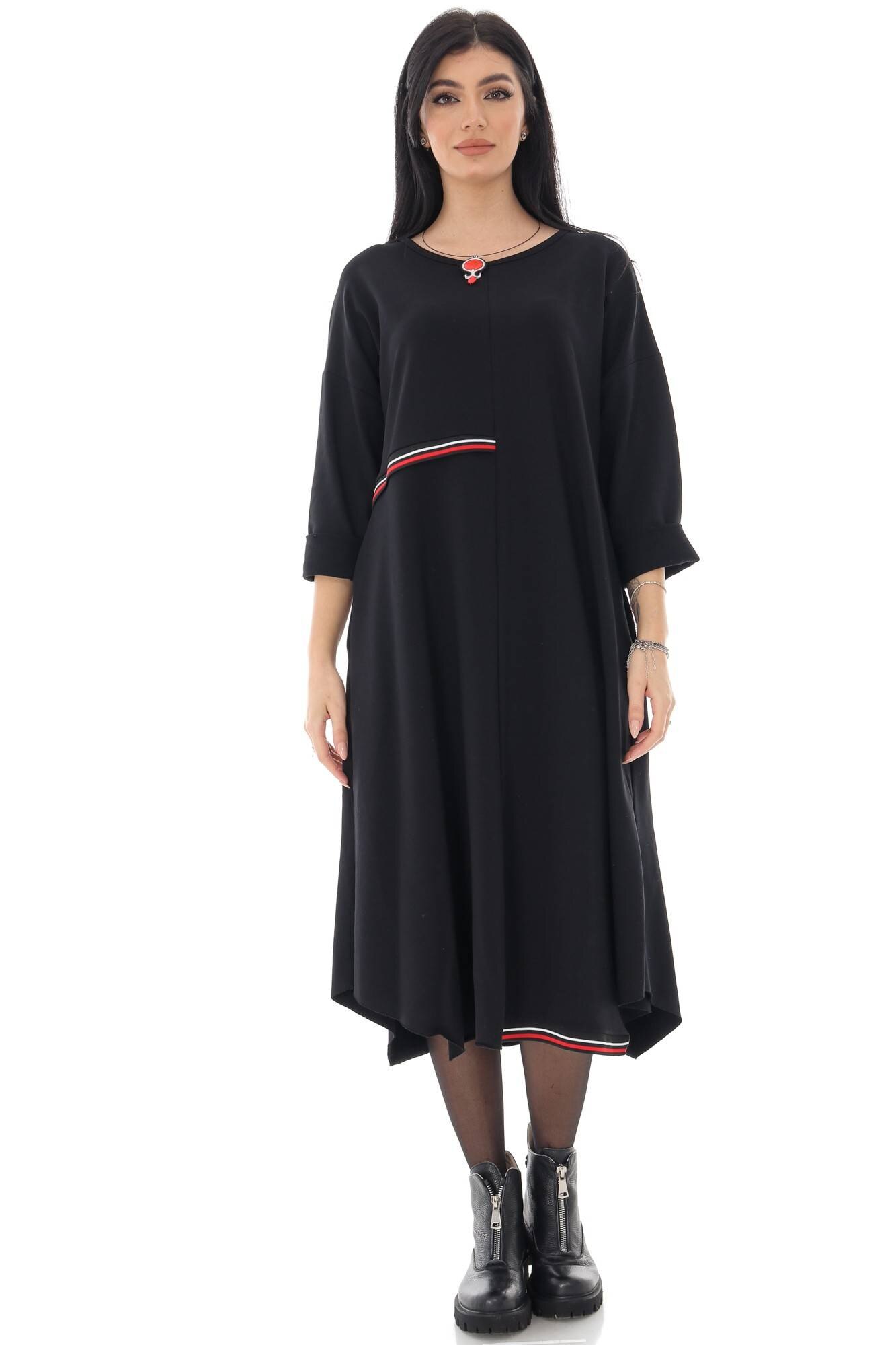 Rochie cu buzunare, ROH, neagra, oversize - DR4252, UNI