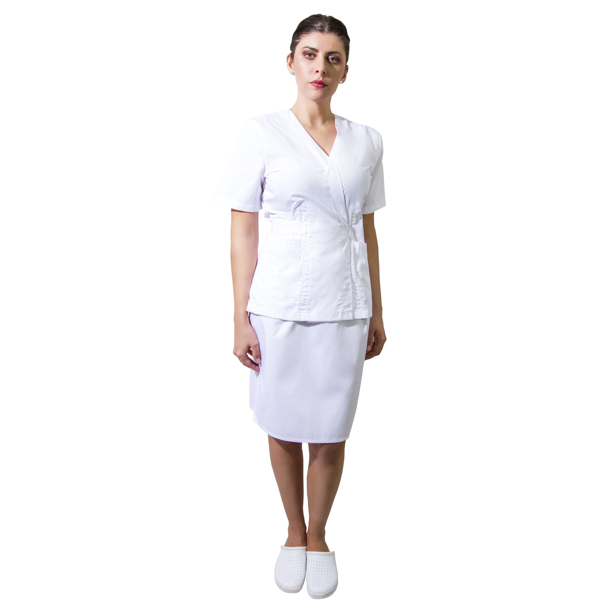 Bluza dama, PRIMA, Kimono si cordon, 65% Poliester, 35% Bumbac, ALB, Marimea XL