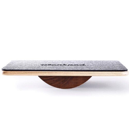 Placa balans, Plankpad First Edition 50 x 36 x 8 cm, Lemn de nuc, prelucrat, cauciuc moale, simplu, fara design, Negru, Greutate maxima 120 Kg