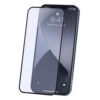 Set 2 x Folie iPhone 12 Mini, 0.23 mm, Filtru Protectie Raze UV, Baseus, cu Rama, Negru Set 2 x Folie iPhone 12 Mini, 0.23 mm, Filtru Protectie Raze UV, Baseus, cu Rama, Negru