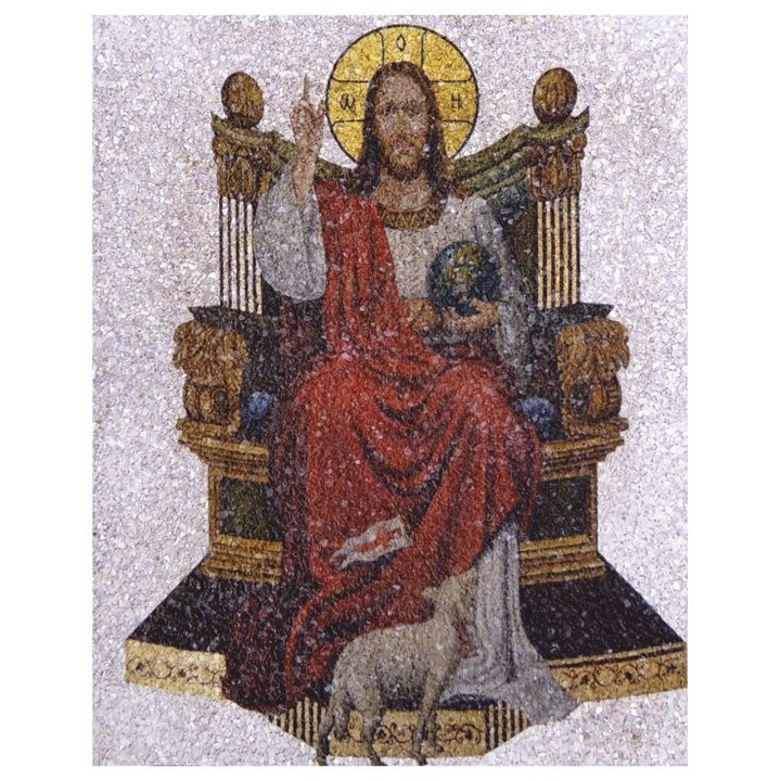 Icoana pe Coaja de OU, " Mantuitorul-6 " , Ecoart Movement ,suport de lemn stratificat , 25 cm x 20 cm