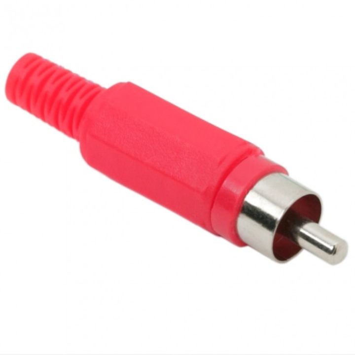Fisa RCA executie plastic, cu protectie pentru cablu, Pachet 10 bucati