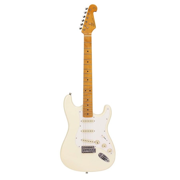 Chitara electrica, SX SST57VWH, alb vintage, cu husa