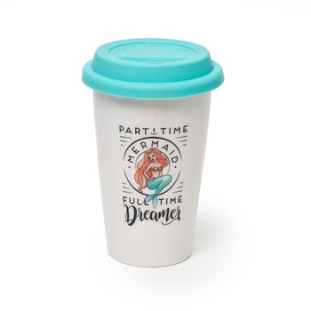 Cana de voiaj - Tu Vuo Fa' L'Americano - Mermaid, Portelan, 300 ml, Alb / Albastru Cana de voiaj - Tu Vuo Fa' L'Americano - Mermaid, Portelan, 300 ml, Alb / Albastru