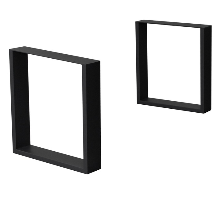 Set 2 picioare de masa / banca ECD Germany, 30 x 43 cm, otel acoperit cu pulbere, negru, design industrial, utilizare in mod universal pentru mobilier, cadru de masa