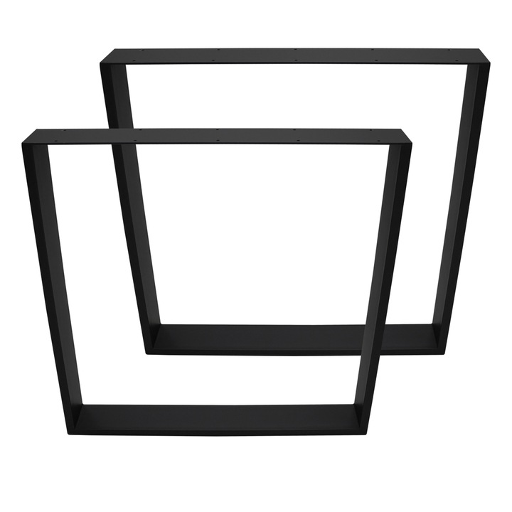 Комплект от 2 крака за маса ECD Germany, 80 x 72 см, Прахово боядисана стомана, Черен, Индустриален дизайн