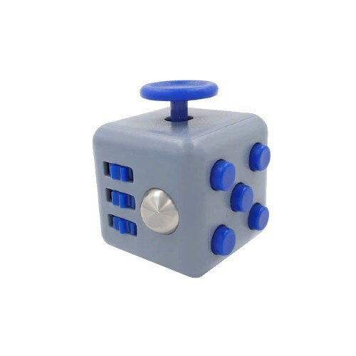 Cub antistres, Fidget cube cu latura anti-anxietate, gri-albastru, 3x3x3 cm, Urban Trends ®