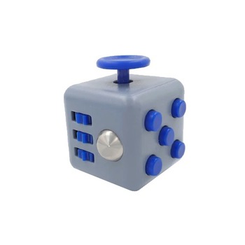 Cub antistres, Fidget cube cu latura anti-anxietate, gri-albastru, 3x3x3 cm, Urban Trends ® Cub antistres, Fidget cube cu latura anti-anxietate, gri-albastru, 3x3x3 cm, Urban Trends ®