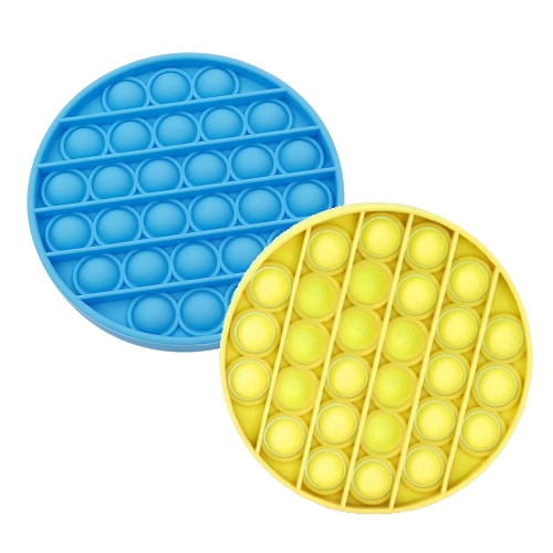Set 2 Jucarii antistres din silicon, Pop it now, forma cerc Albastru/Galben , 13 cm, Urban Trends ®