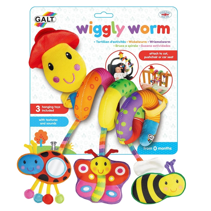 Wiggly Worm kiságy és babakocsira szerelhető játék