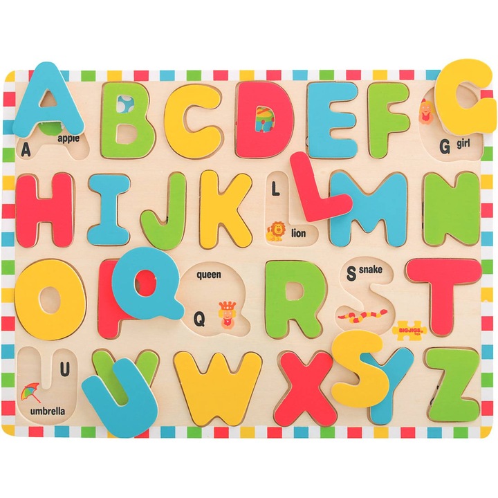 Puzzle din lemn BigJigs - ABC, 26 piese
