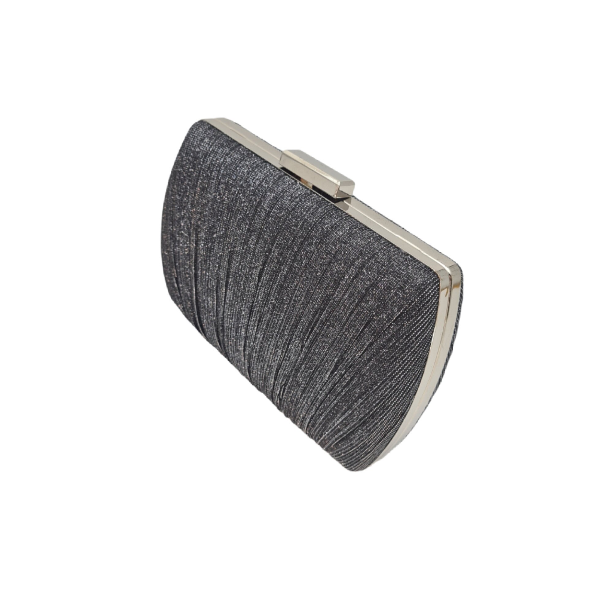 Clutch lurex plisat, Tia Accesorii, gri inchis