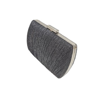 Clutch lurex plisat, Tia Accesorii, gri inchis Clutch lurex plisat, Tia Accesorii, gri inchis