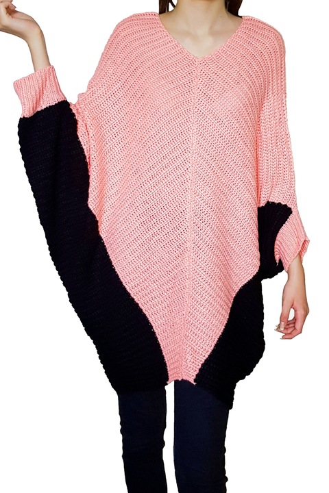 Pulover Dama Lyly Acryl, Roz somon/Negru, Universal