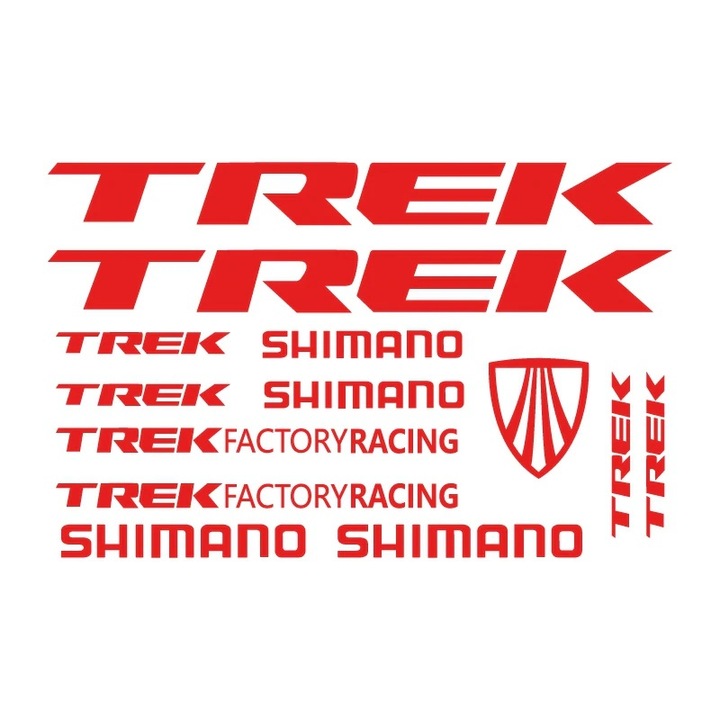 Set Stickere profesionale cadru bicicleta TREK/Shimano, Rosu