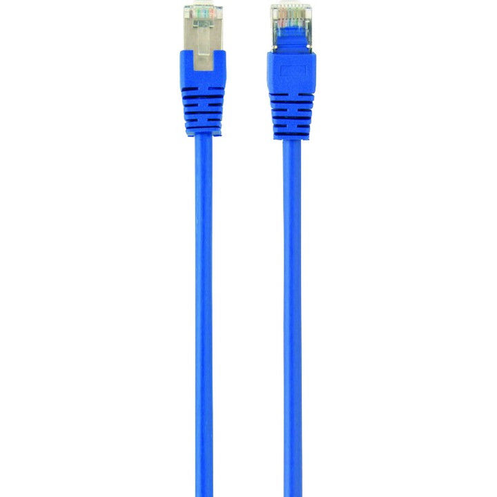 Кабел FTP GEMBIRD Cat6, Мед-алуминий, 0.5 м, Син, AWG26, Екраниран PP6-0.5M/B