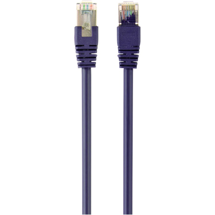Кабел S/FTP GEMBIRD Cat6a, LSZH, Мед, 0.5 м, Виолетов, AWG27, Двойно екраниран PP6A-LSZHCU-V-0.5M