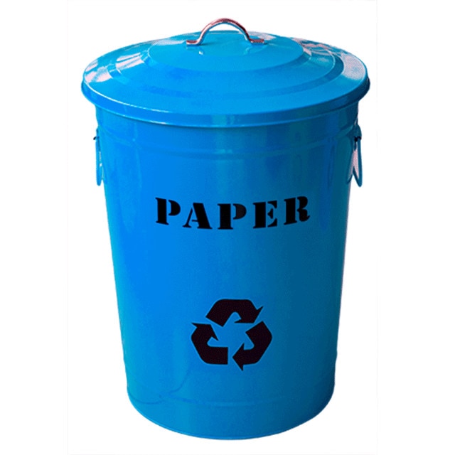 Cos de gunoi metalic cu capac colectare selectiva 49lt 32x39x57cm albastru