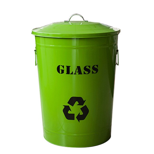 Cos de gunoi metalic cu capac colectare selectiva 24lt 25x31x47cm verde