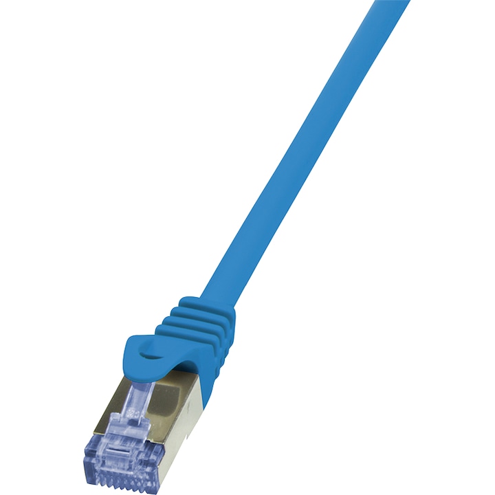 LOGILINK CQ3016S Cat6a S/FTP kábel, LSZH, réz, 0,25 m, kék, AWG26, dupla árnyékolású