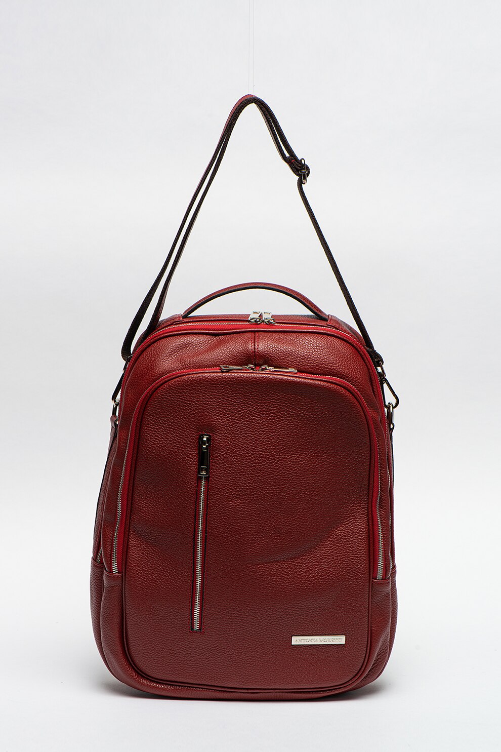 Antonia Moretti, Rucsac de piele cu bareta, Rosu Bordeaux