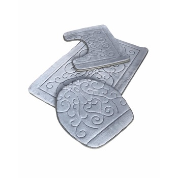 Set plusat 3 covorase baie, LikeStore, microfibra, gri Set plusat 3 covorase baie, LikeStore, microfibra, gri