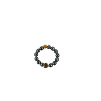Inel handamade din hematit, 4 mm, Gri/Auriu Inel handamade din hematit, 4 mm, Gri/Auriu