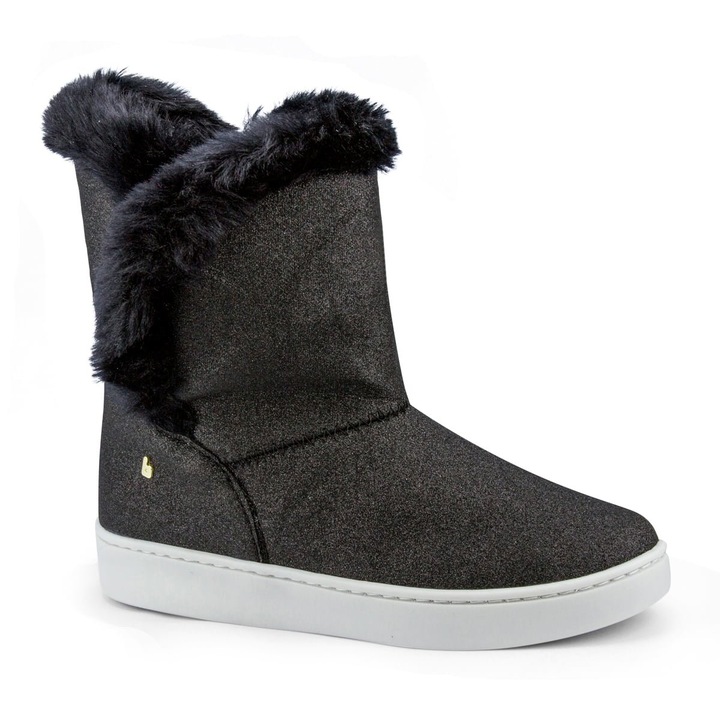 Bibi Lánycsizma "Urban Black" Szörmével díszített szárral, Fekete, 32 EU