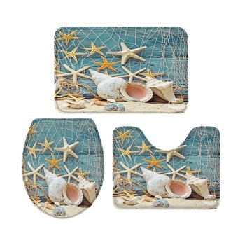 Set 3 Bucati Covorase Baie, Antiderapante, Model scoici Set 3 Bucati Covorase Baie, Antiderapante, Model scoici