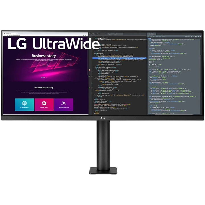 LG UltraWide 34WN780-B Monitor, IPS, 34", QHD 3440x1440, HDR10, FreeSync, 300cd/m2, HDMI, DP, Fekete
