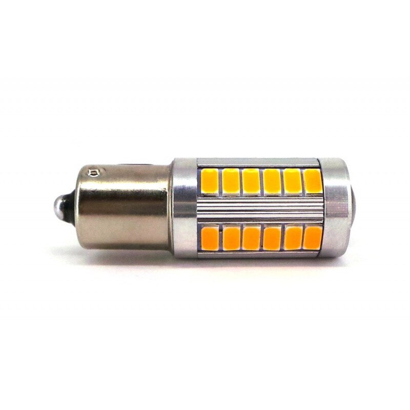 LED крушка BAU15S, PY21W, 7057, 12V-24V, CAN Bus, 1300lm, оранжева ...