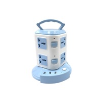 prelungitor vertical universal cu 2 nivele maner in partea de sus pentru transport 8 prize si port usb lungime cablu 2m albalbastru selling depot  imagen 41_0_
0