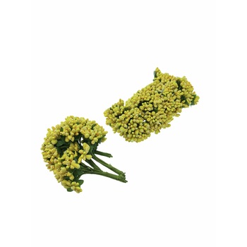 Set 12 buchete flori artificiale Atelier, Plastic, Galben, 3cm