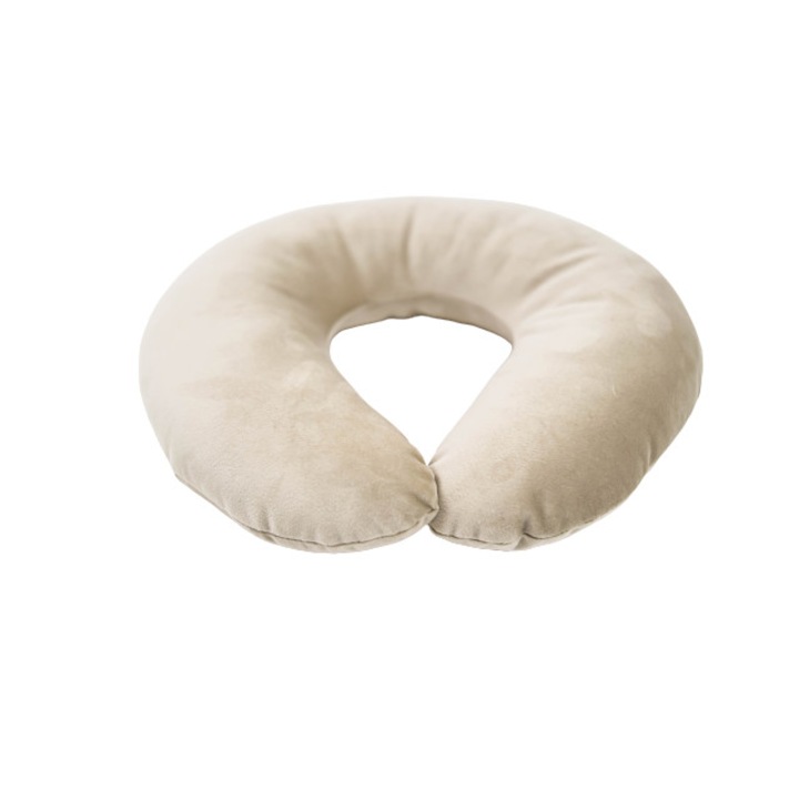 Възглавница за пътуване, Кадифе, Бежово, Размер 33 х 33 см