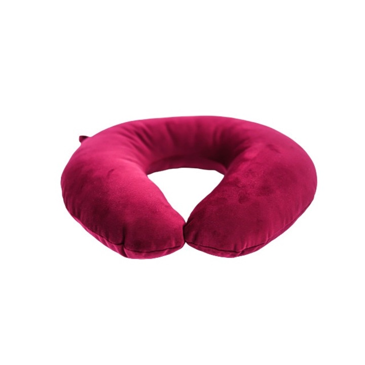 Perna de calatorie, Catifea, Visiniu, Dimensiunea 33 x 33 cm