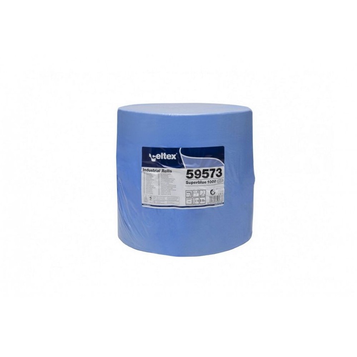 Prosoape de hartie Superblue 1000, Celtex, Celuloza, 3 straturi, 360 m, Albastru