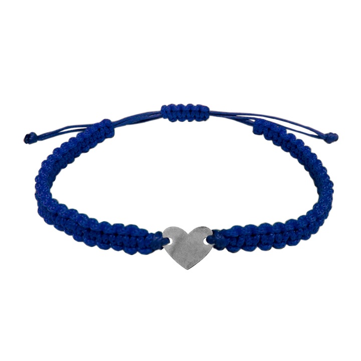 Bratara snur albastru impletita manual personalizata Inimioara argint 10164100 Dras
