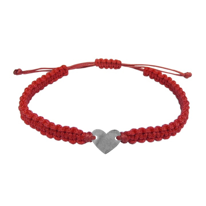 Kézzel szőtt piros zsinór karkötő testreszabott Ezüst szív 10164100 Dras 6532