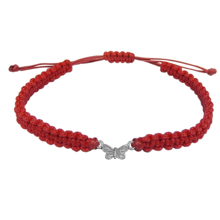 Kézzel szőtt piros szál karkötő személyre szabott Fluturas ezüst 10127100 Dras 6507