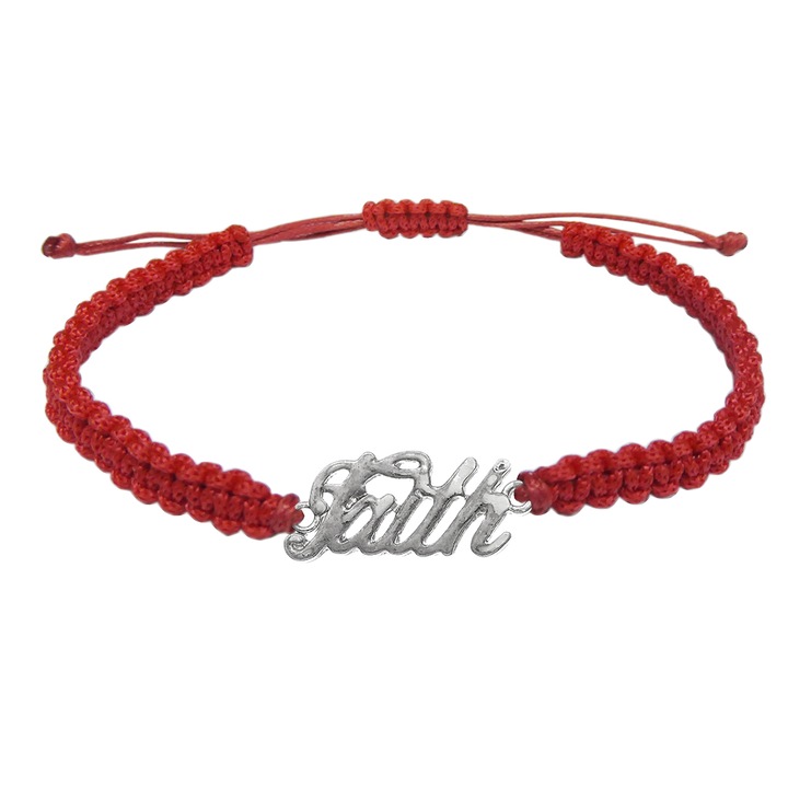 Egyedi, kézzel szőtt piros zsinór karkötő Faith - ezüst Faith 10051450 Dras 6482