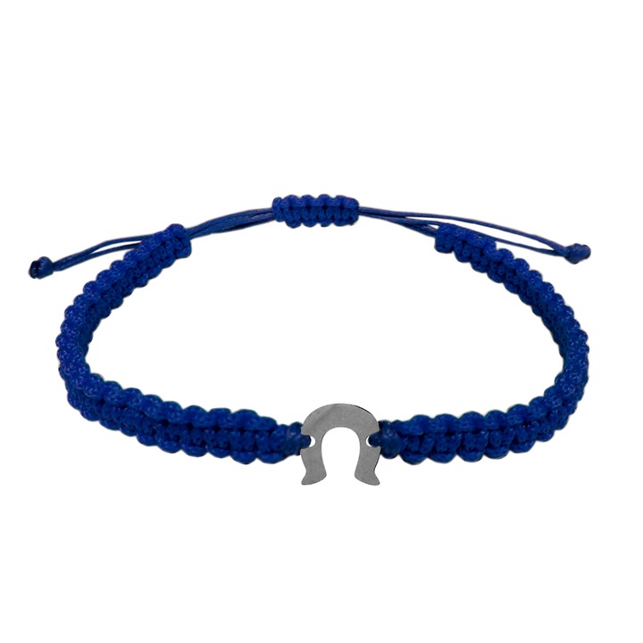 Bratara snur albastru impletita manual personalizata Potcoava argint 10163100 Dras