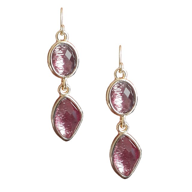 Cercei drop dama, auriu/mov, 4.7 cm lungime