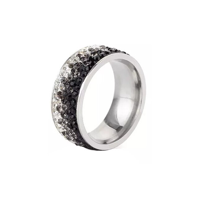 Inel dama, argintiu/negru, marimea 60 (19.1 mm diametru interior inel)